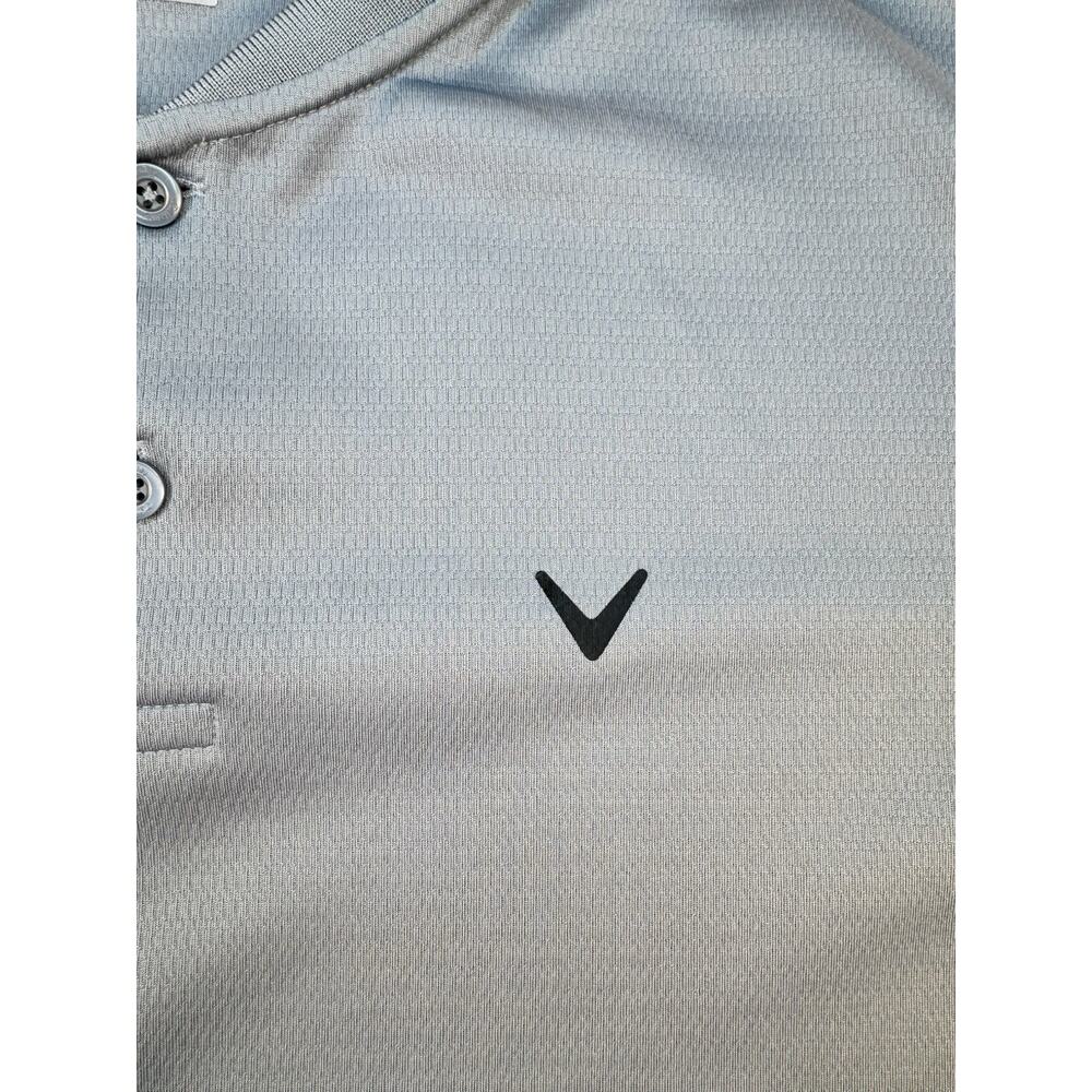 Mens Callaway Gray Opti Dri Henley Collar Golf Polo Shirt XL - Picture 4 of 7